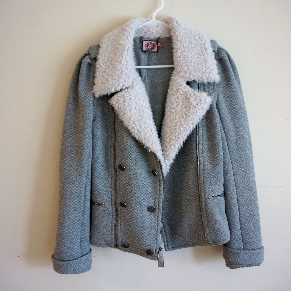Juicy Couture quilted fleece moto jacket